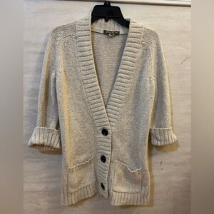 Eddie Bauer Cream Colored V-Neck Button-Up Cardigan